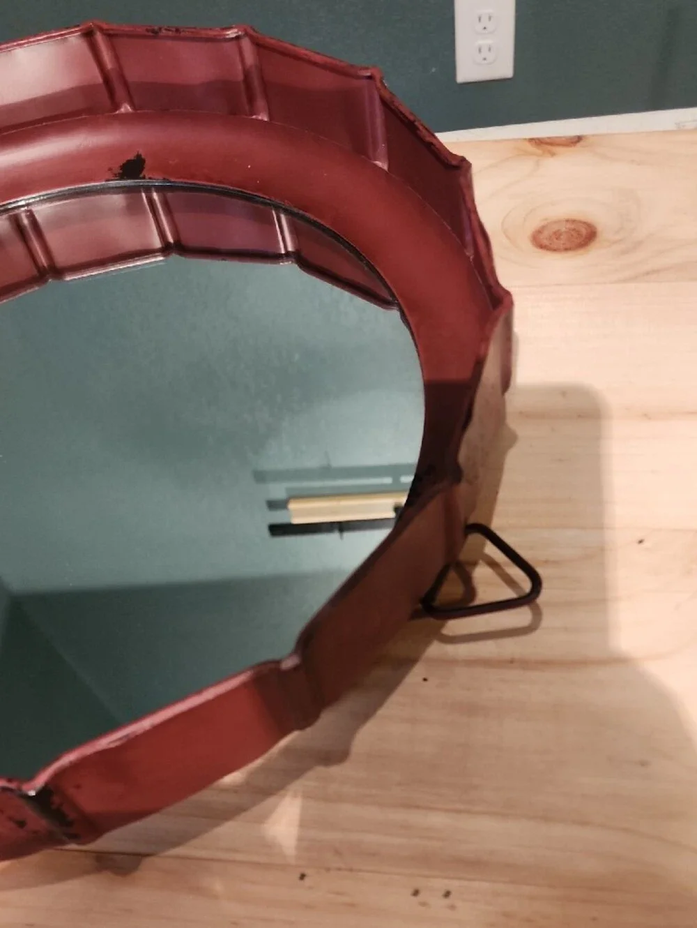 Bottlecap Round Decorative Wall Mirror in Burgundy